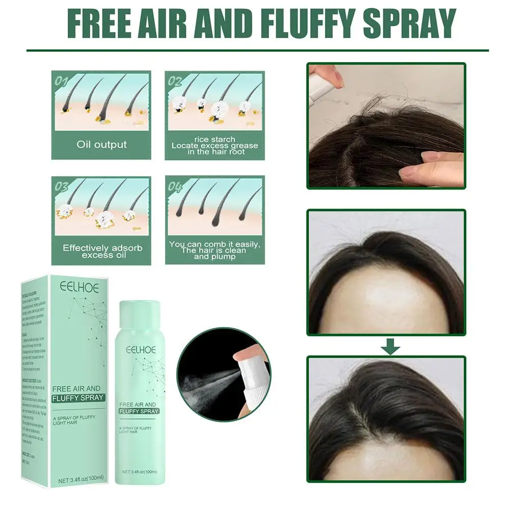 100Ml Haarspray Snelle Pluizige Voluminiserende Super Grote Capaciteit Niet Wassen Voor Luie Mensen Magische Haarstyling Gel Droge Shampoo Mist