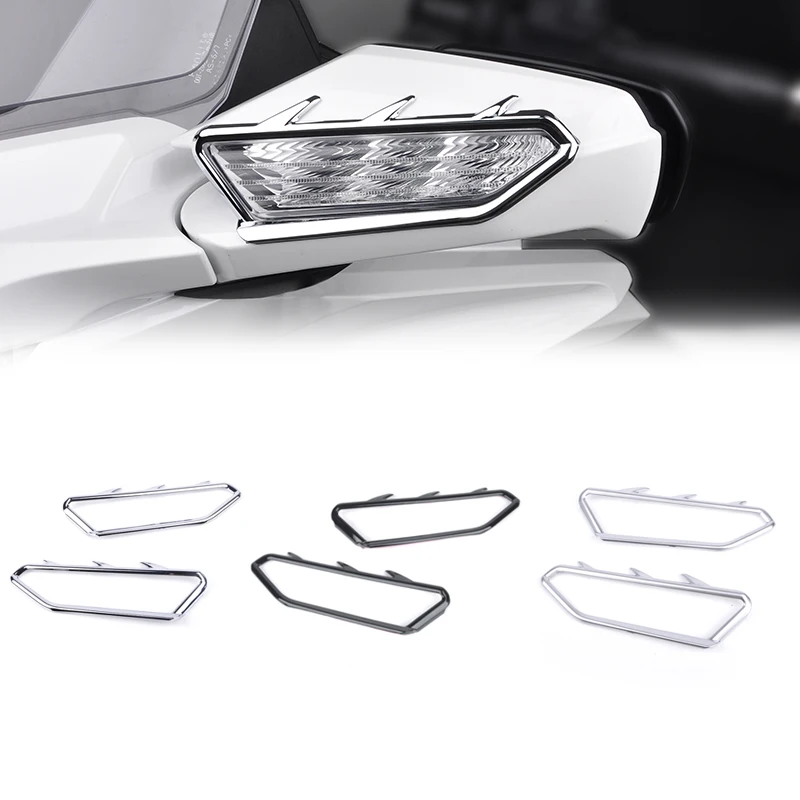 Panical 2Pcs Mirror Trim Chrome Gloss Black Trim Cover Mirror Accents For Honda Gold Wing GL1800 F6B 2018-2023 Motorcycle