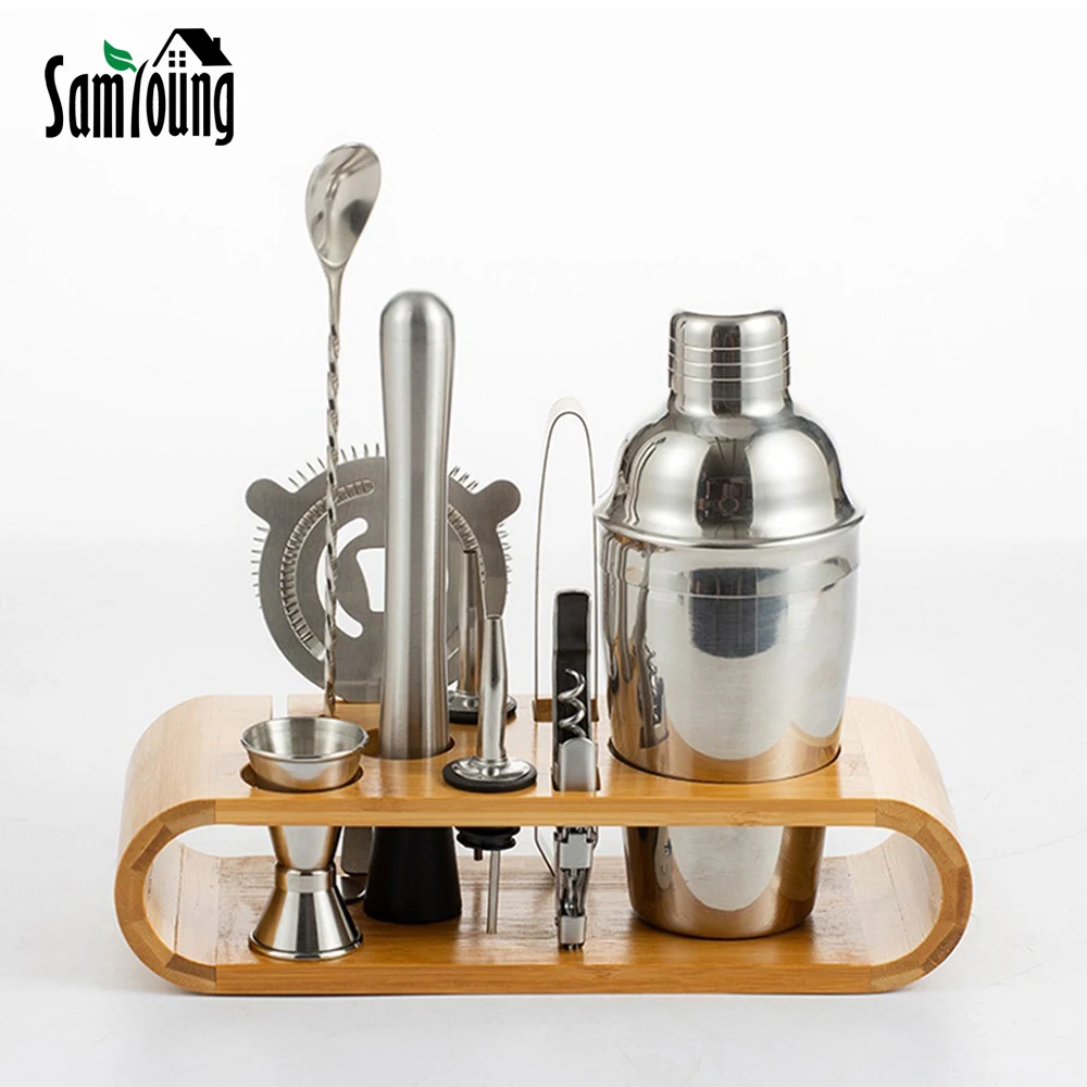 

9pcs Cocktail Shaker Making Set Bartender Kit for Mixer Wine Holder Martini Stainless Steel Bars Tool Home Drink Party Accessory