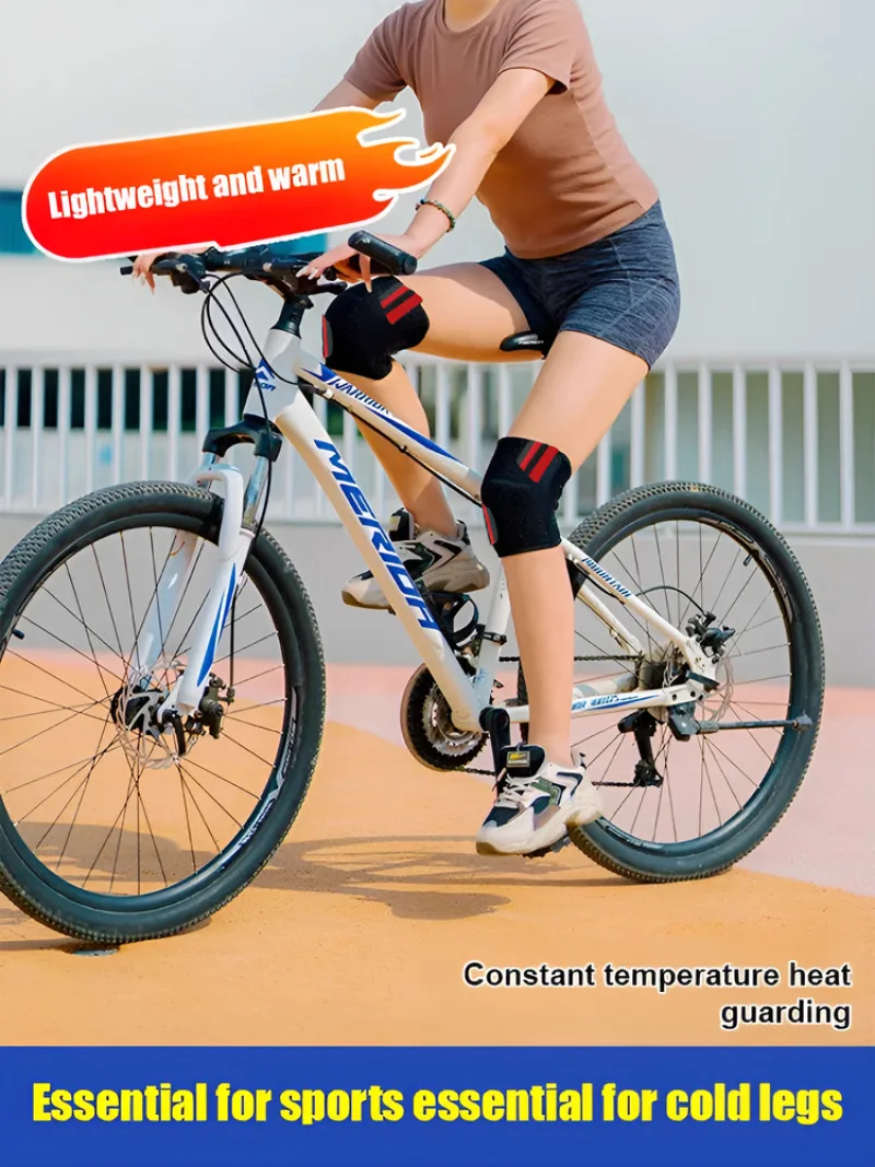 Sportliche Patellar-Kniebandage. Schwarze und rote warme Kniebandage. Kompressions-Sportbandage. Weiche und stoßdämpfende selbstklebende Klammer