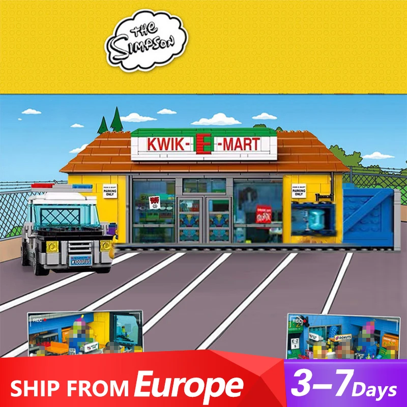 Kwik-E-Mart Buildings Sets, Exquisite City Apartment Store Model MOC7 1016 Modular Buildings Gift for Adults Kids (2179+ PCS)