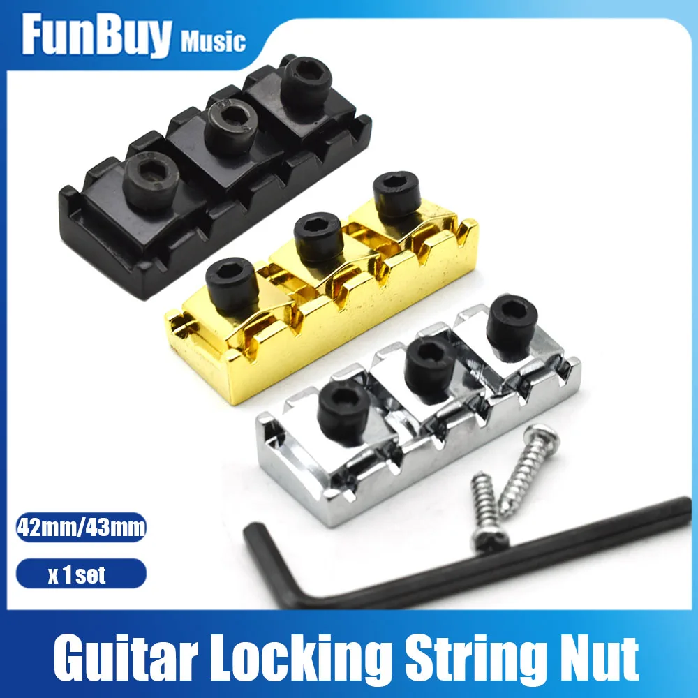 42MM 43mm Guitar Tremolo Bridge Locking Nut Electric Guitar Locking String Bridge Nut Black Gold Chrome