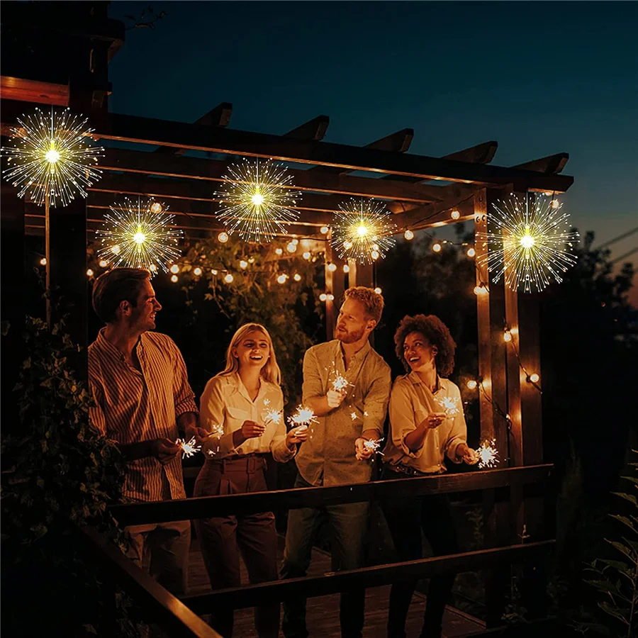 Tirvose-Guirxiété lumineuse LED en fil de cuivre pour décoration intérieure et extérieure, feu d'artifice, étanche, 8 modes, étoilé, Noël, jardin, 10 pièces