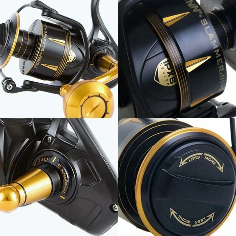

3500-10500 Spinning Fishing Reel 6+1BB Full Metal Body CNC Gear IPX6 Sealed Saltwater Reels