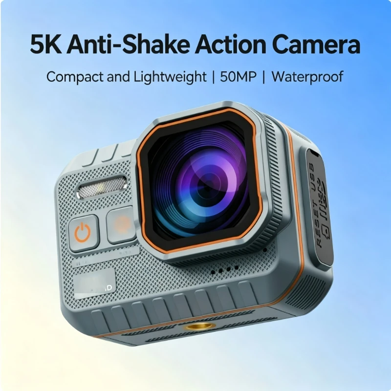 Câmera de Ação 5K DV 4K60fps com Tela Sensível ao Toque de 2.0 polegadas, Gravação à Prova d'Água, Câmera Esportiva com EIS de 6 Eixos para Motociclet
