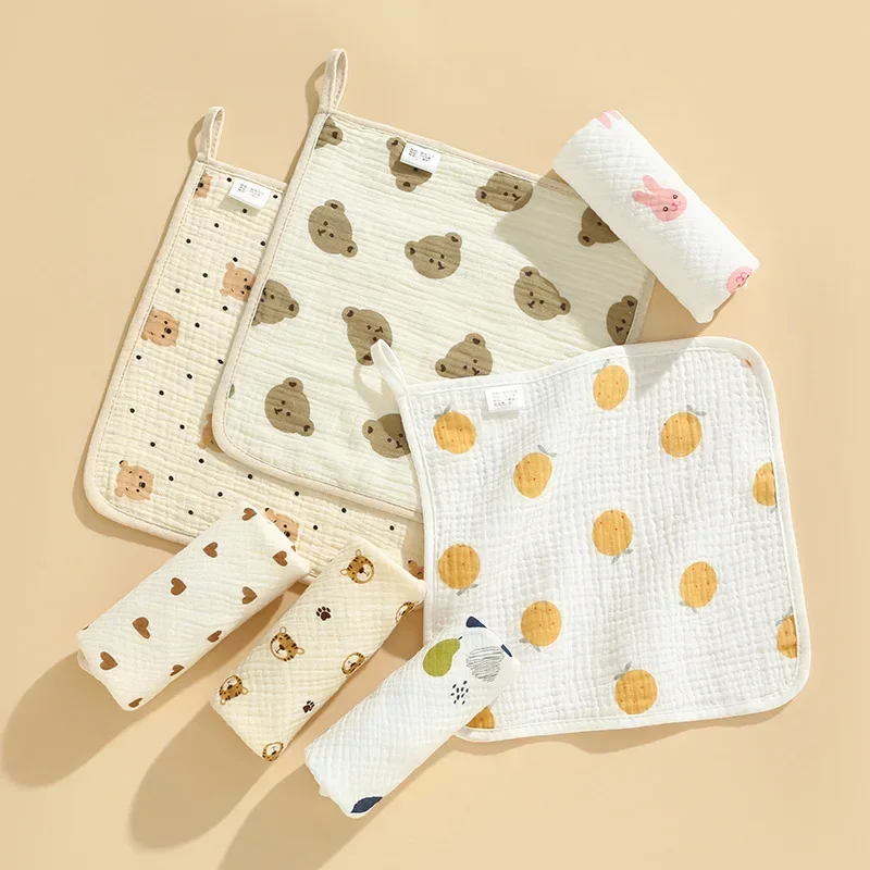 1pc Cotton Gauze Baby Face Towel Cartoon Muslin Newborn Burp Cloth Square Towels Kids Handkerchief Baby Washcloth