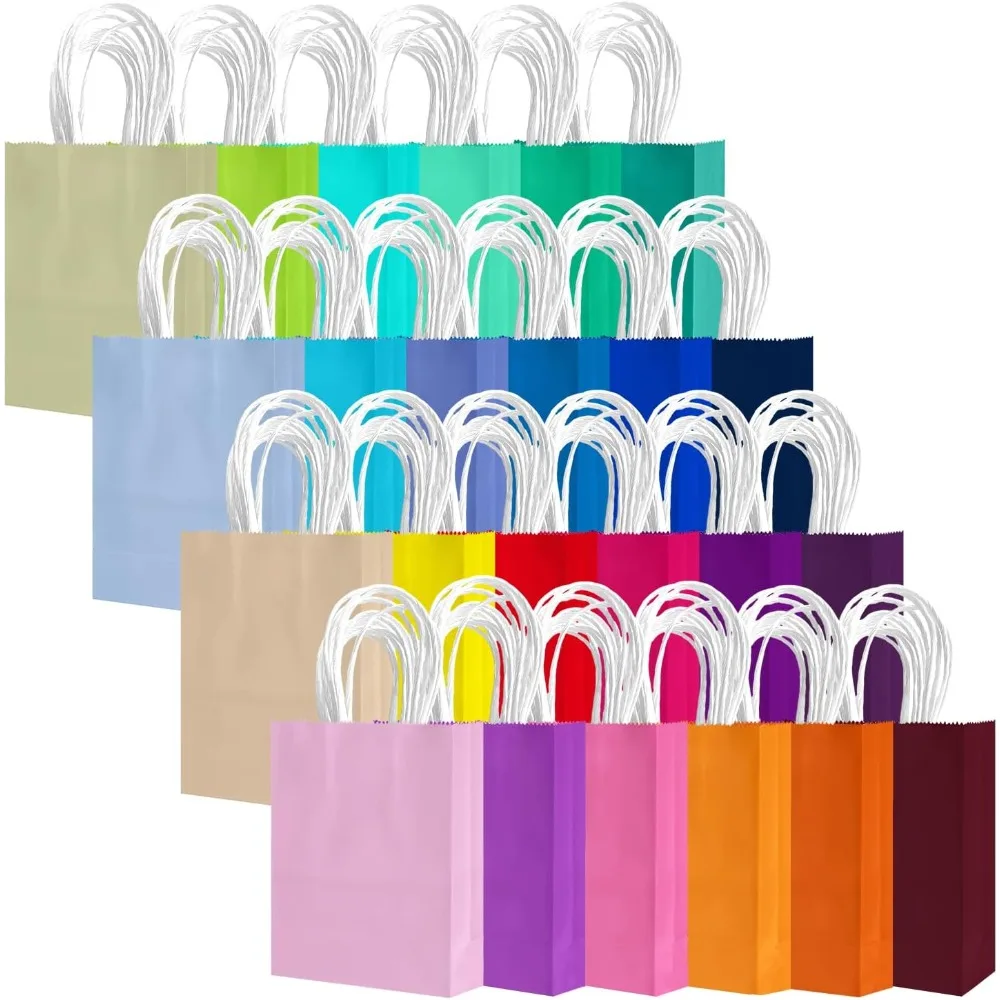 

24PCS Mini Gift Bag with Handles Bulk 4.5x2.5x6 Gift Bags 24 Colors Bags Multiple Uses