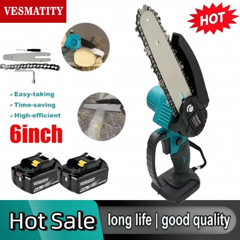 6inch Electric Chain Saw Cordless Chainsaw Portable Tree Branch Logging Cutter Garden Tool For Makita 18V 20V Battery Pin