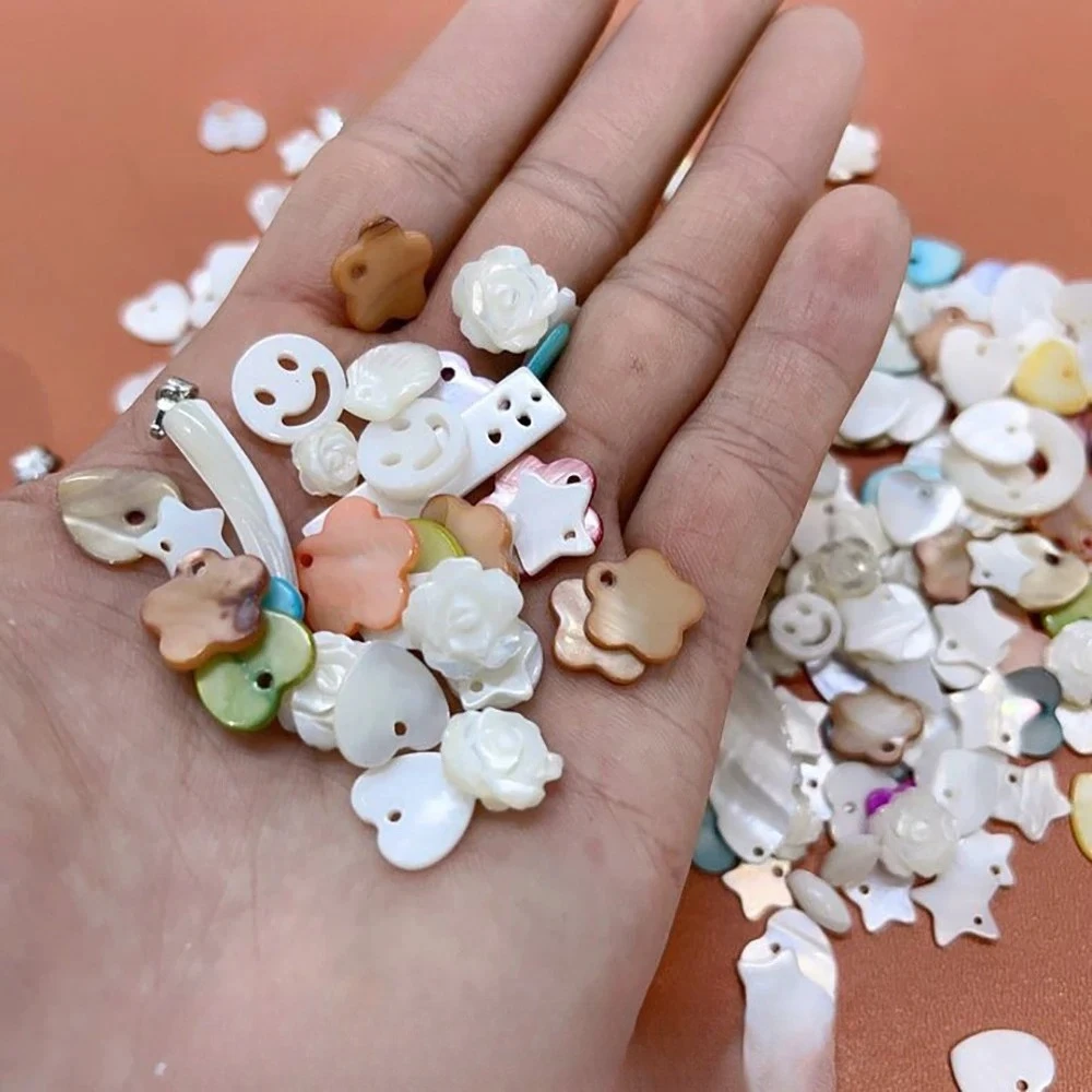 5Pcs Natural Shell Punched Loose Individual Beads Surprise Pack For DIY Elegant Necklace Bracelet Jewelry Making Decorations