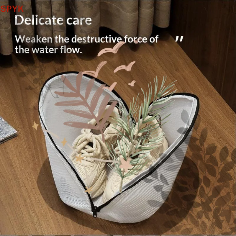 Mesh Laundry Bag Washing Machine Shoes Bag With Zips: Travel Shoe Storage Protective Clothes Organizer