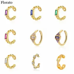 Prevent Allergies 925 Silver 1pc Minimalist Ladies Zirconia Ear Clips No piercings can be worn Fashion Jewelry Birthday Gifts