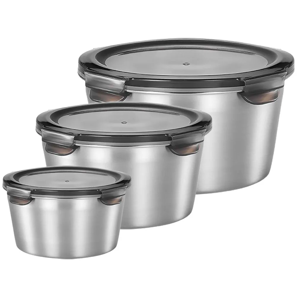 

3Pcs Stainless Steel Airtight Food Container Sealed Canister Coffee Bean Storage Multipurpose Kitchen Jar Food Container