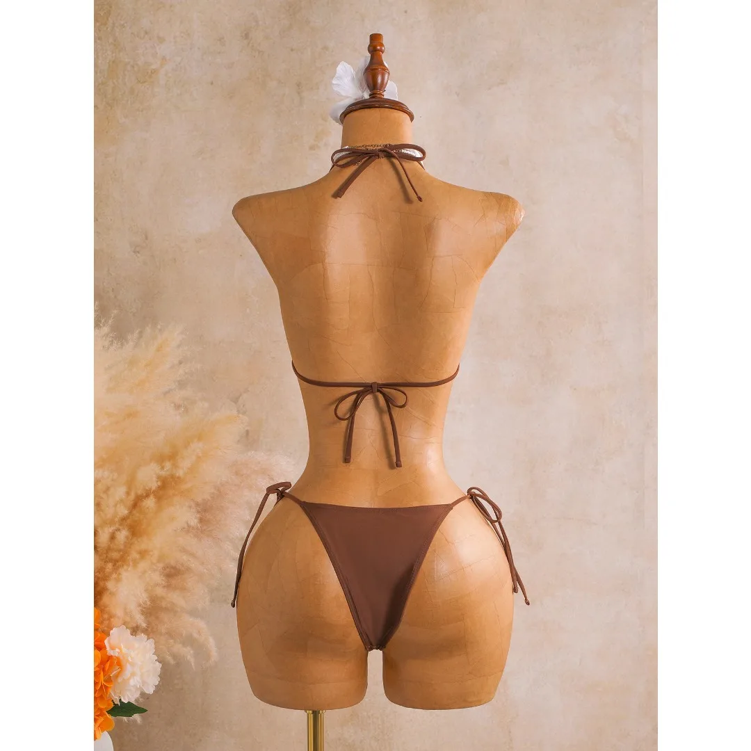 Sexy Bikini mit Rock, Neckholder-Bikini, Damen-Badeanzug, dreiteiliges Bikini-Set, Badebekleidung, Badeanzug, Schwimmbekleidung V8499 – Detail 8