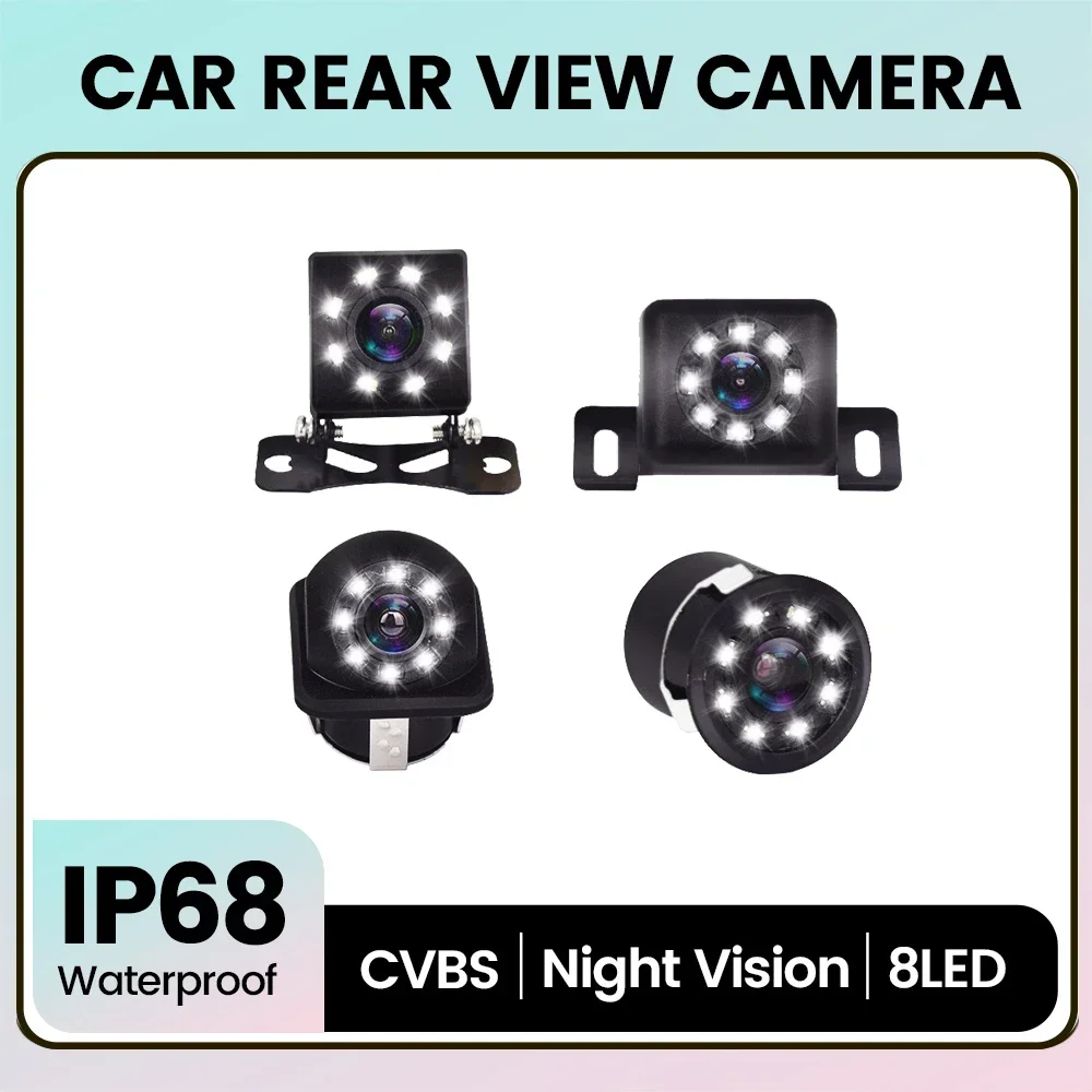 

Автомобильная камера заднего вида, инфракрасная камера ночного видения для парковочного монитора, универсальная 8 светодиодов IP68, водонепроницаемая 170-градусная камера заднего вида