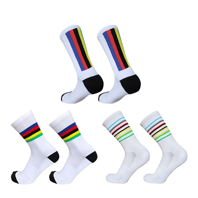 breathable New 2023 cycling socks socks race professional striped sports outdoor cycling socks men women calcetines ciclismo