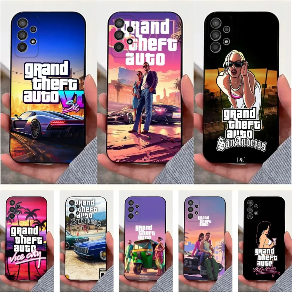 Game G-GTA 6 Vice City Phone Case For Samsung S25,S24,S23,S22,S20,S21,S10,Ultra,Plus,Lite,FE,Soft Silicone Black Cover