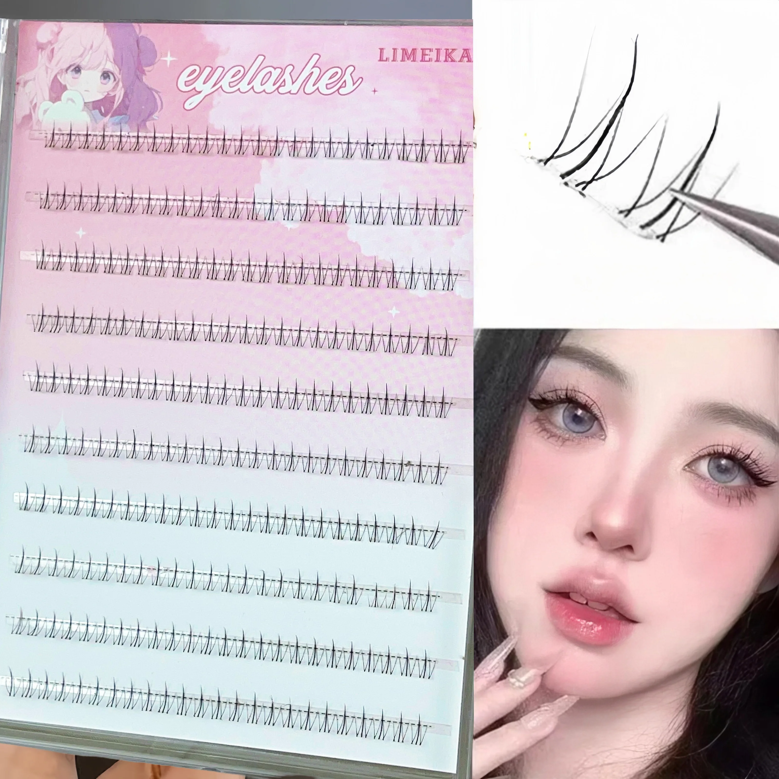 120 رموش لامعة ذاتية اللصق - طراز جنية ياباني وكوري، على شكل حرف C، ناعمة وطبيعية، تأثير مجسم ثلاثي الأبعاد