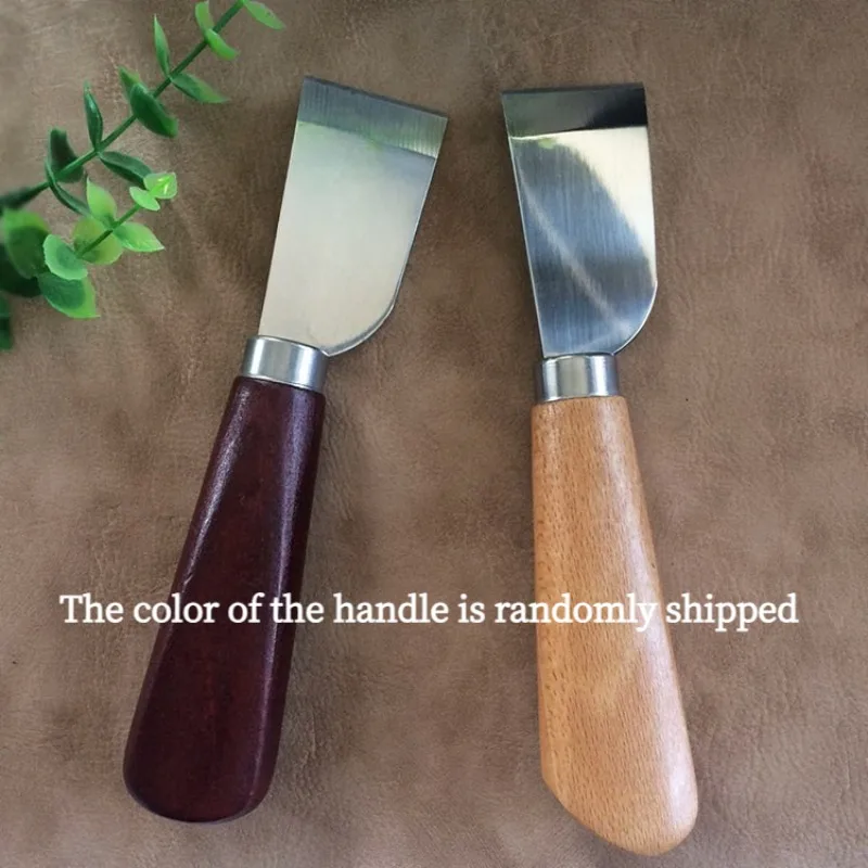 Leather Skiving Knife Cutting Knife With Wooden Handle Leather Skiver For DIY Leathercraft Working Tool