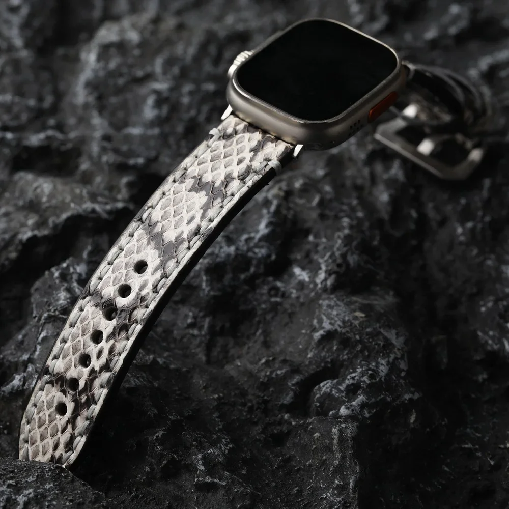 Vintage Genuine Snakeskin Leather Band for Apple Watch Ultra 2 10 9 8 7 6  40/41mm 44/45/46mm 49mm Python Skin Strap Replacement