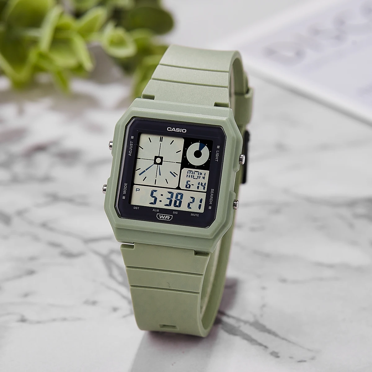 Casio relógio para unissex, marca de topo, impermeável, vintage, pequeno, quadrado, display duplo, eletrônico, novo, conjunto 2023