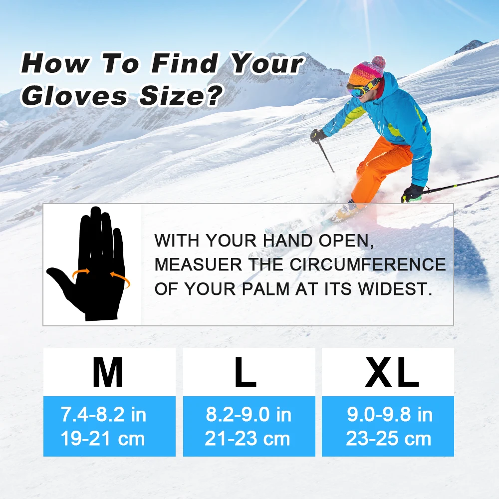 Men Ski Gloves  Thermal Winter Mittens Bicycle Hunting Snowboard Skiing Road Bike Fleece Waterproof Warm Snow Glove Unisex