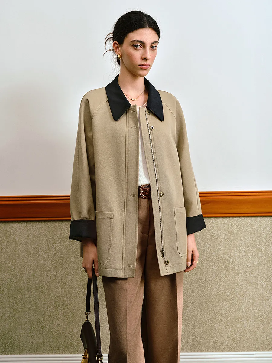 

OLrain Jacket Women Contrast Color Autumn 2025 Office Lady Long Sleeve Tops Zip Up Patchwork New in Coats & Jackets GO57QF000589