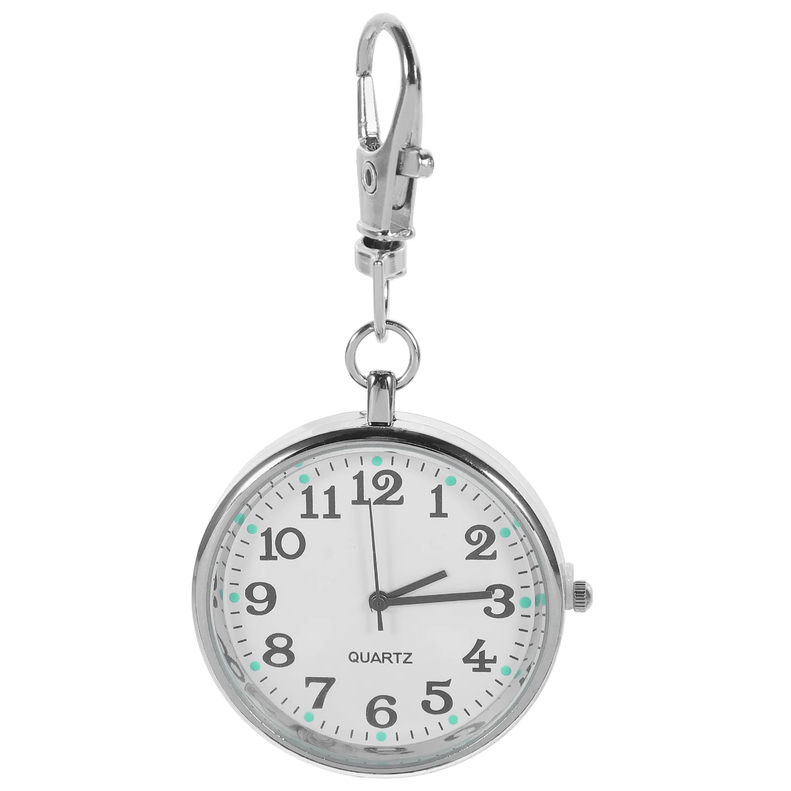 

Nurse Watch Round Keyring Pendant Small Fob White Steel Portable Pocket Watch for Doctors Medical Staff Clear Pointer Time