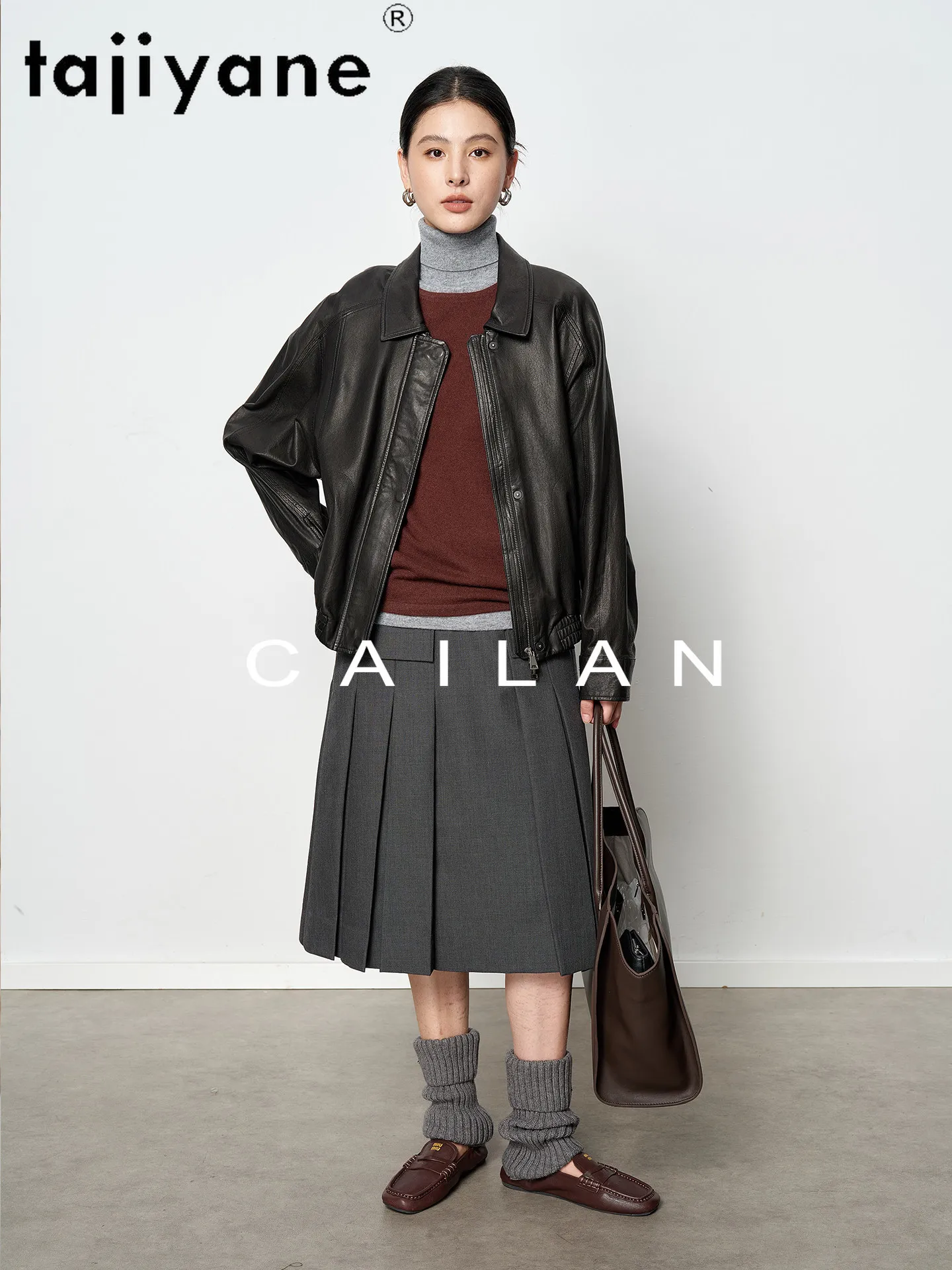 TAJIYANE 本物の羊革ジャケット ショート丈 本革ジャケット レディース おしゃれ 女性用コート 2025年秋服 кожаная куртка женская