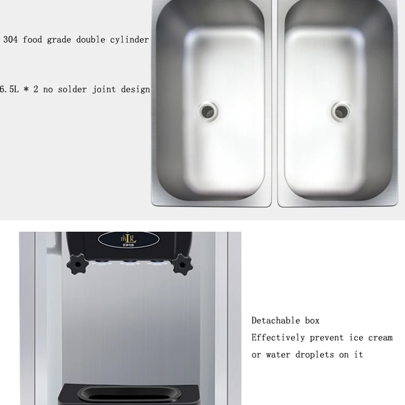 Ice Cream Machine For Ice Cream Making Stainless Steel Structure And Durable Three Flavors Soft Ice Cream Machine