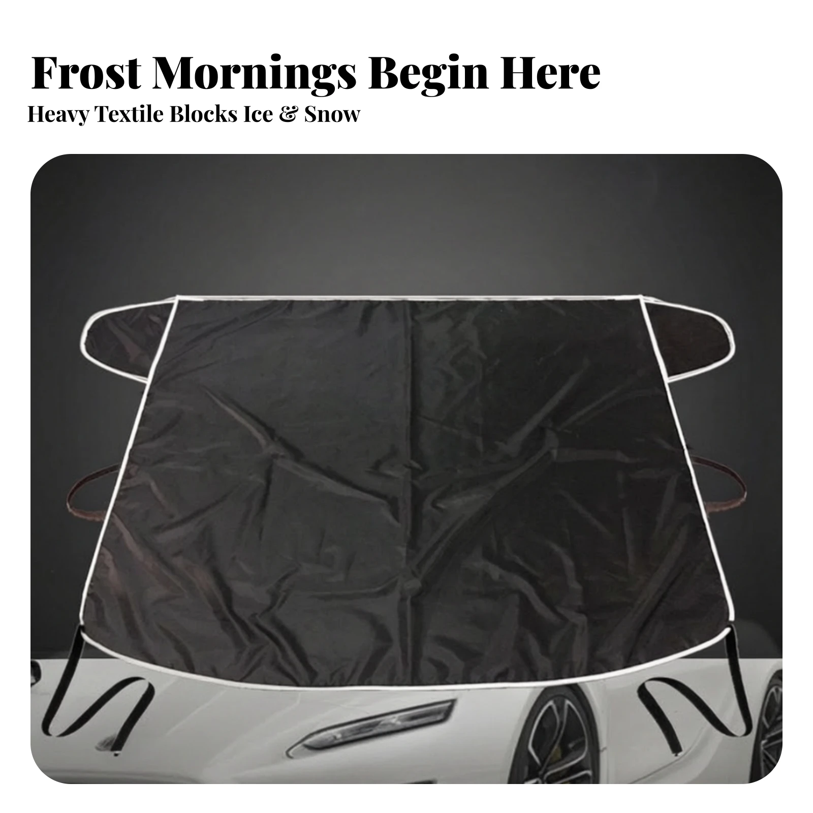 Windshield Snow Cover Snowproof Windshield Cover with Straps Easy to Use Foldable for Drivers, Winter Parking