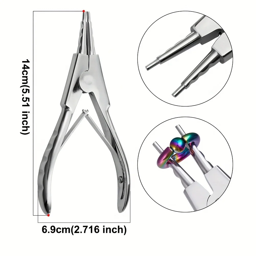 1pc Stainless Steel Hinged Piercing Rings Open Close Pliers Professional Jewelry Making Tool