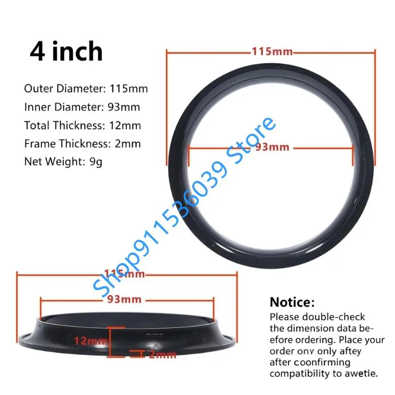 2PCS Woofer Speaker Trim Ring Grille Plastic Speaker Trim Ring 2/4 inch Black Silver Speaker Bezel Loudspeaker Grille Frame