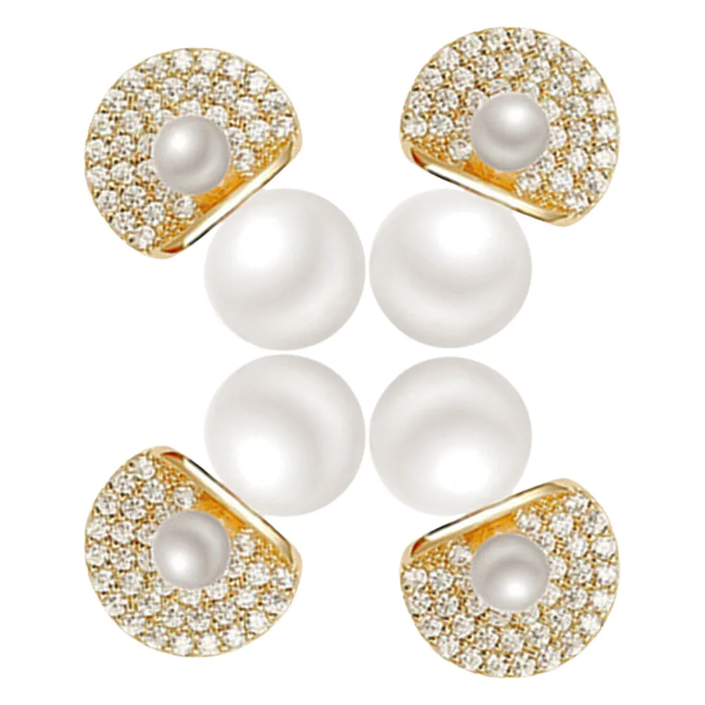 

2 Pairs Earrings Pearl Adornment Decor Lady Gem Exquisite Beautiful for Women White Studs Female Man