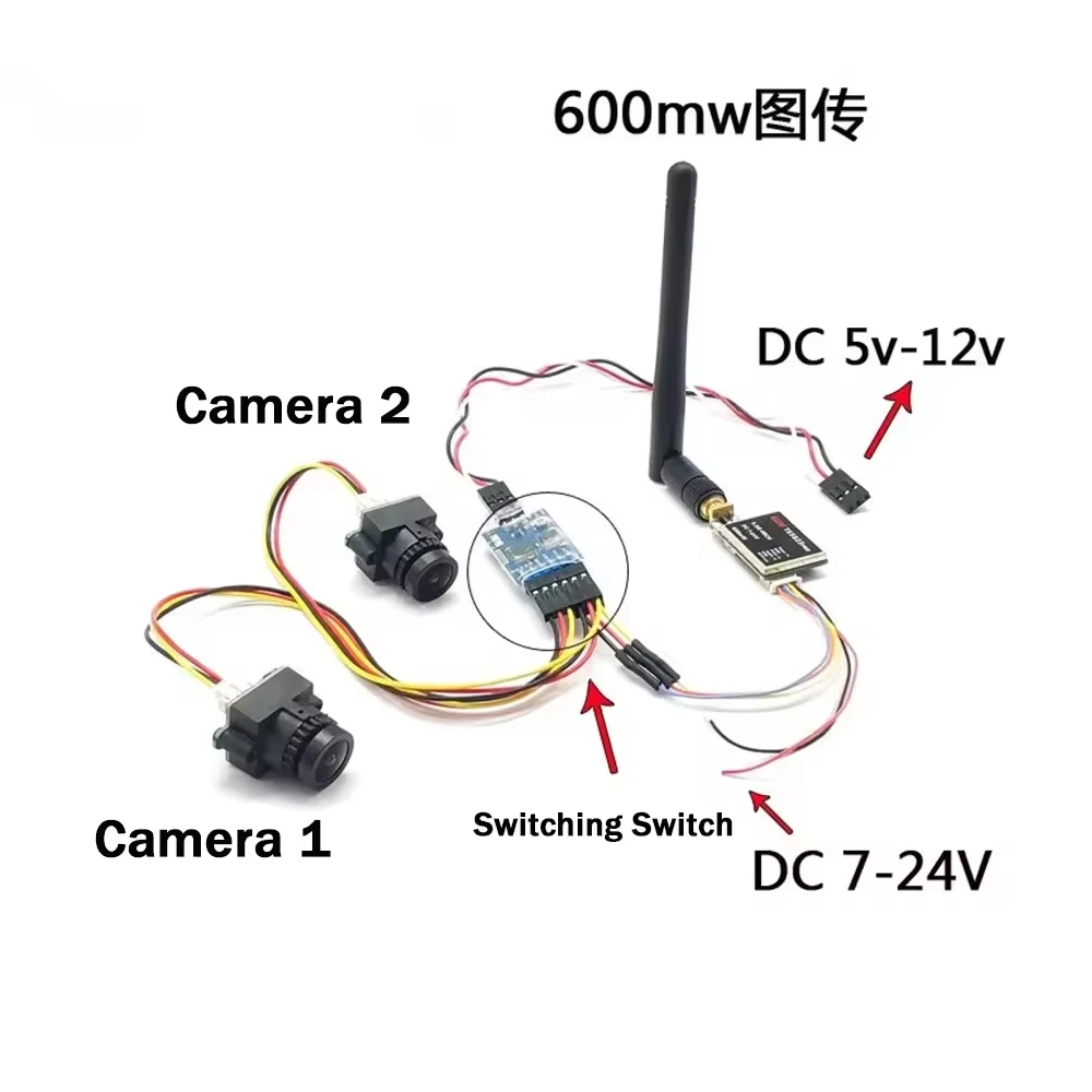 FPV atravessa câmera comutador de vídeo de três vias comutador eletrônico controle remoto comutação módulo de vídeo comutador de câmera