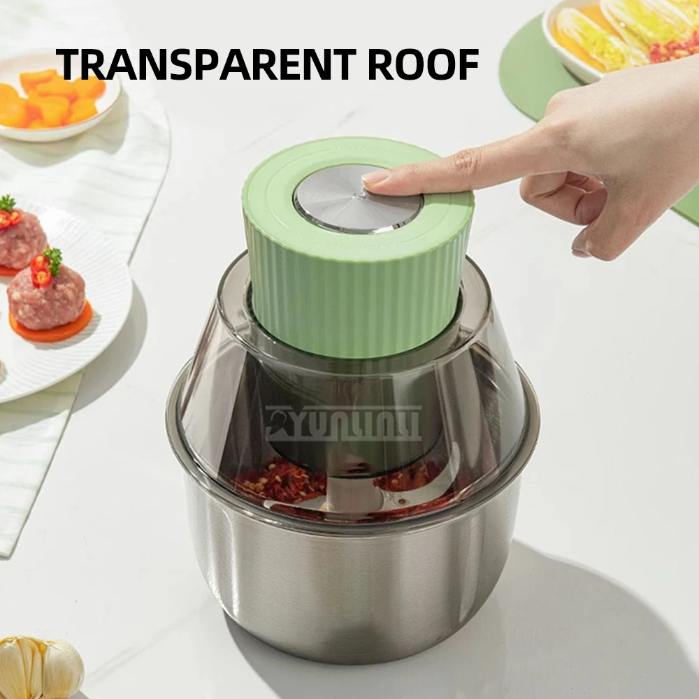 مفرمة لحم كهربائية للمطبخ، مفرمة طعام، كسارة خضروات متعددة الوظائف، 304، خلاط أوتوماتيكي من الفولاذ المقاوم للصدأ