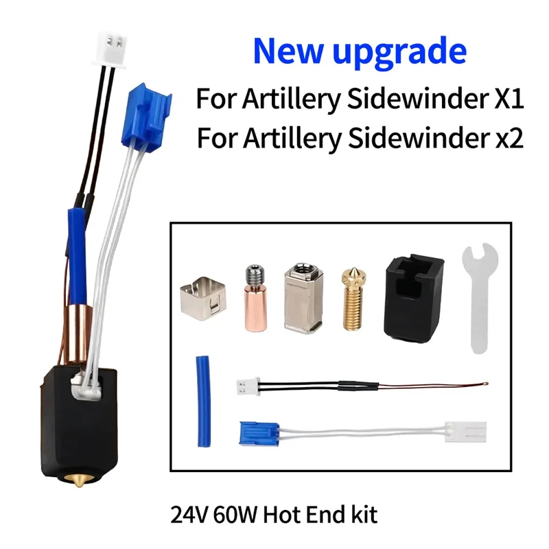 3D Printer Parts Thermistor Heat Tube Heat Block Throat Volcano Nozzle for Artillery Sidewinder X1/X2 Genius upgrade Hotend Kit