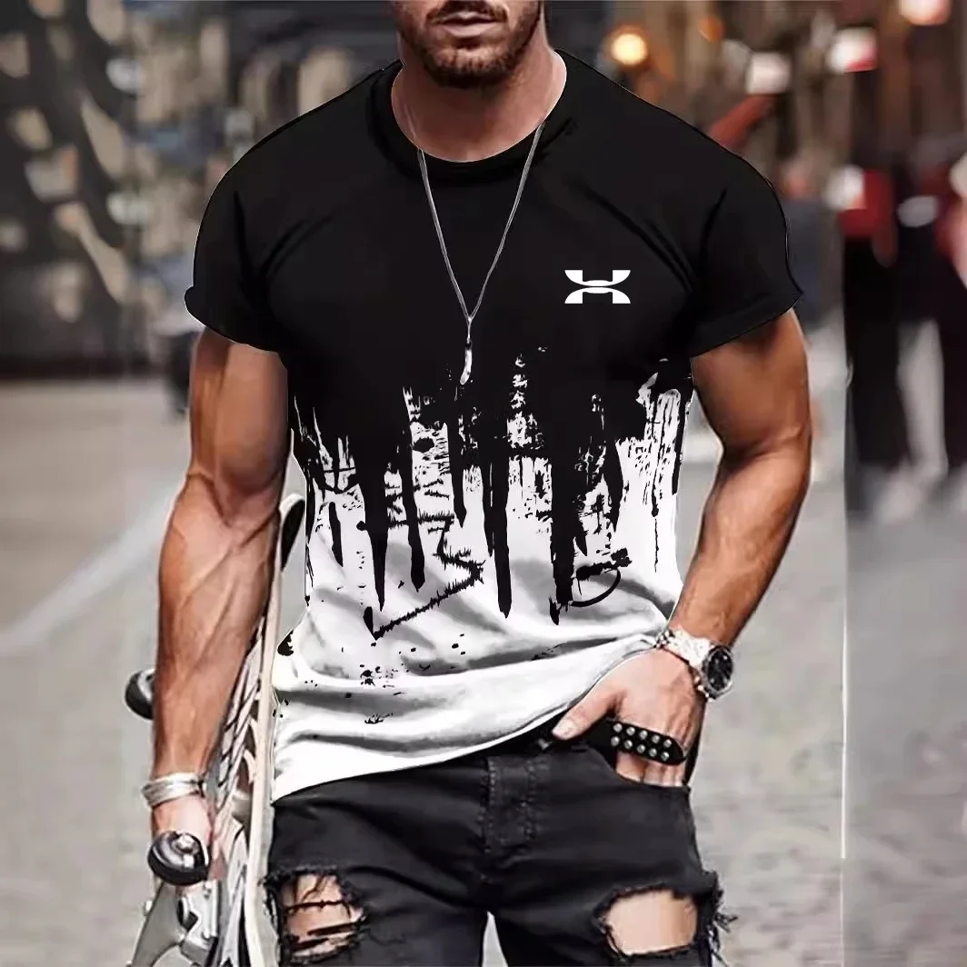 

3D Printing Simple Personality Harajuku Street Outdoor Daily Quick Drying Breathable Sports Men Plus Size Round Neck T-shirt