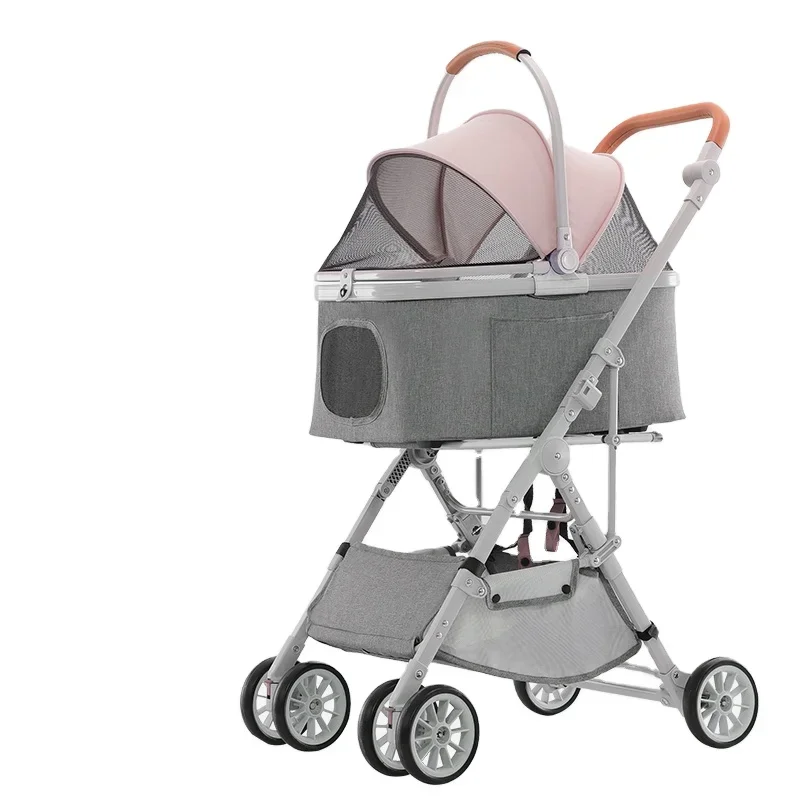 2023 new design foldable top seller luxury newly design 4 wheel hand push pet trolleys not expensive large dog stroller