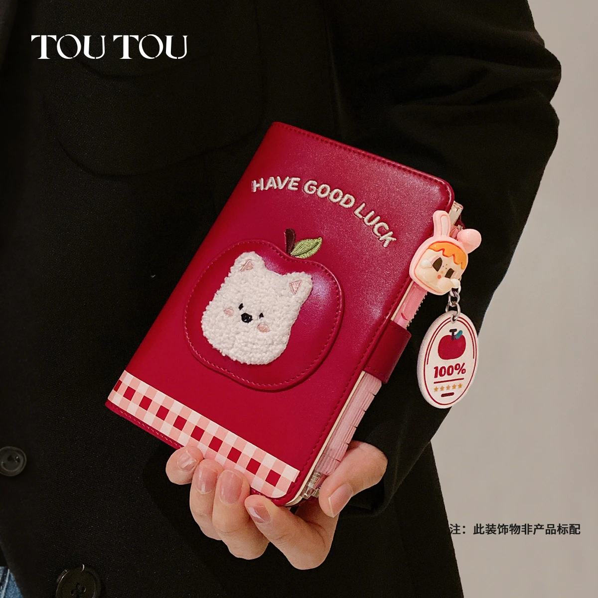 toutou y2k Dog Passport Wallet Red Multi-Function Card Holder Travel Purse with Apple Charm ita bag Wallet | Wallets for women