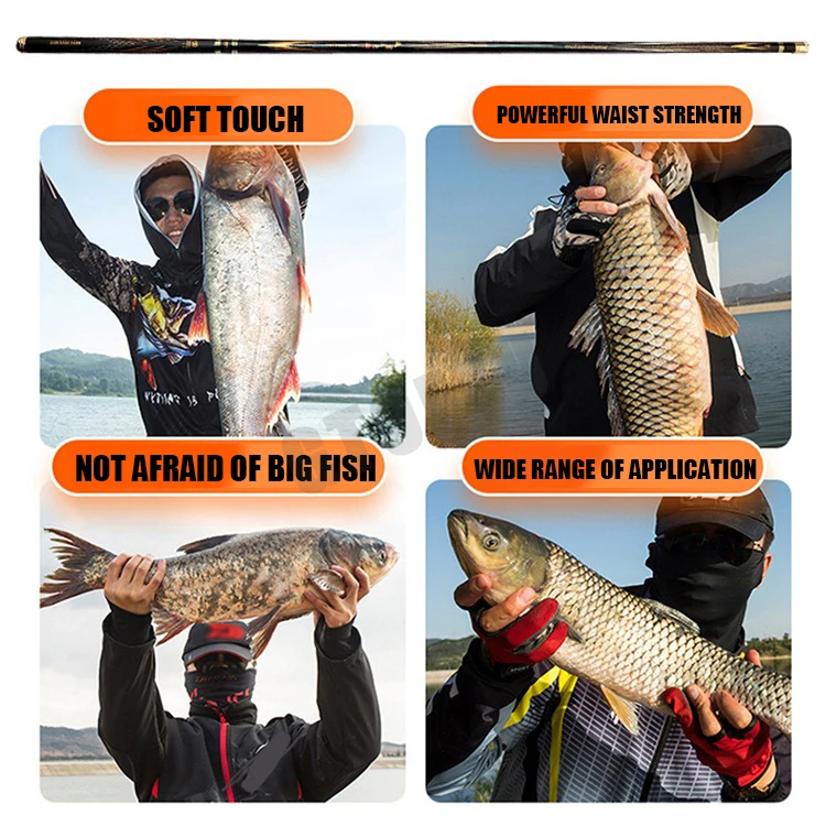 6H19 Super Light Hard Fishing Rod High Quality Freshwater Saltwater Rod 2.7m/8.1m Carbon Telescopic Fishing Hand Pole for Carp