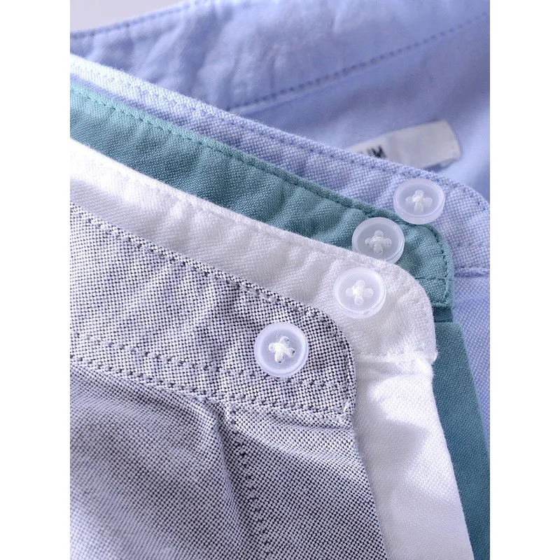 

Oxford Cloth Long Sleeve Cotton Shirt Men's Spring Casual White Shirt Youth Loose Pure Cotton Shirt Stand Collar Comfortable Fit