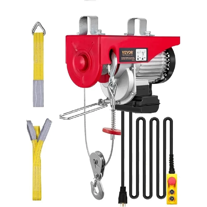 VEVOR Electric Hoist with Remote Control, 1320LBS Electric Winch, 110V Electric Hoist with 14ft Wired Control for Lifting