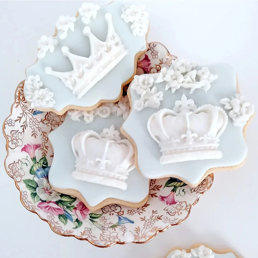 Two Crown Shape 100% Platinum Silicone Sugarcraft Mould, Fondant Cake Decorating Tools Bakeware