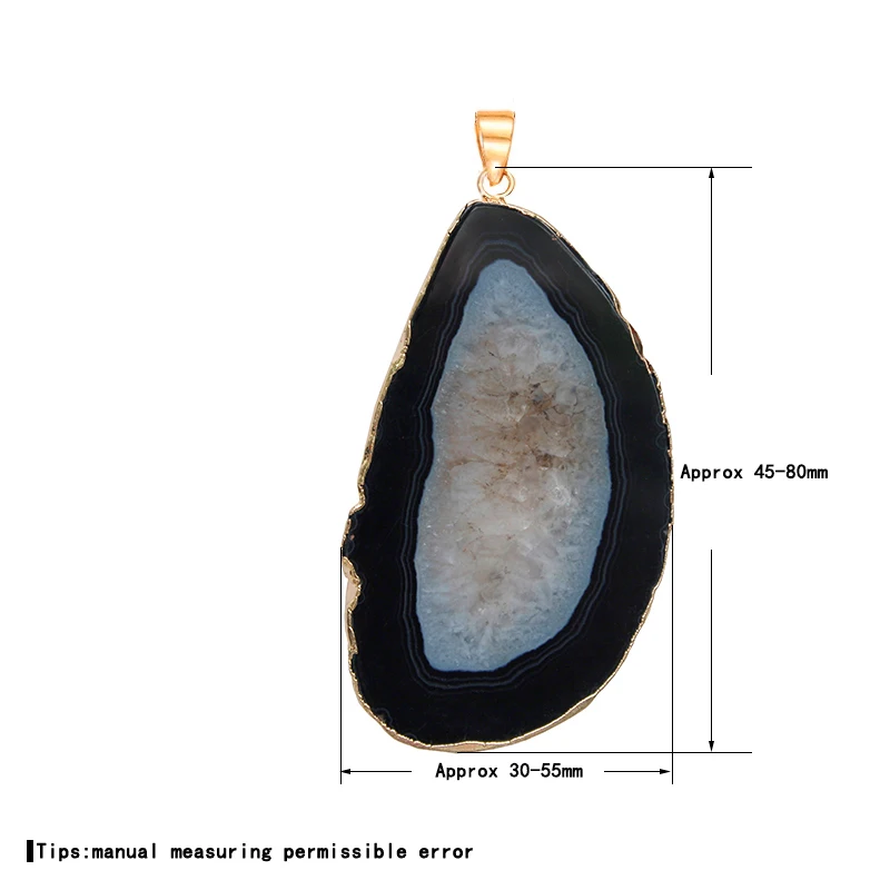 Irregular Big Natural Agate Slice Pendant for Women Men Geode Stone Healing Crystal Necklace with Gold Edge