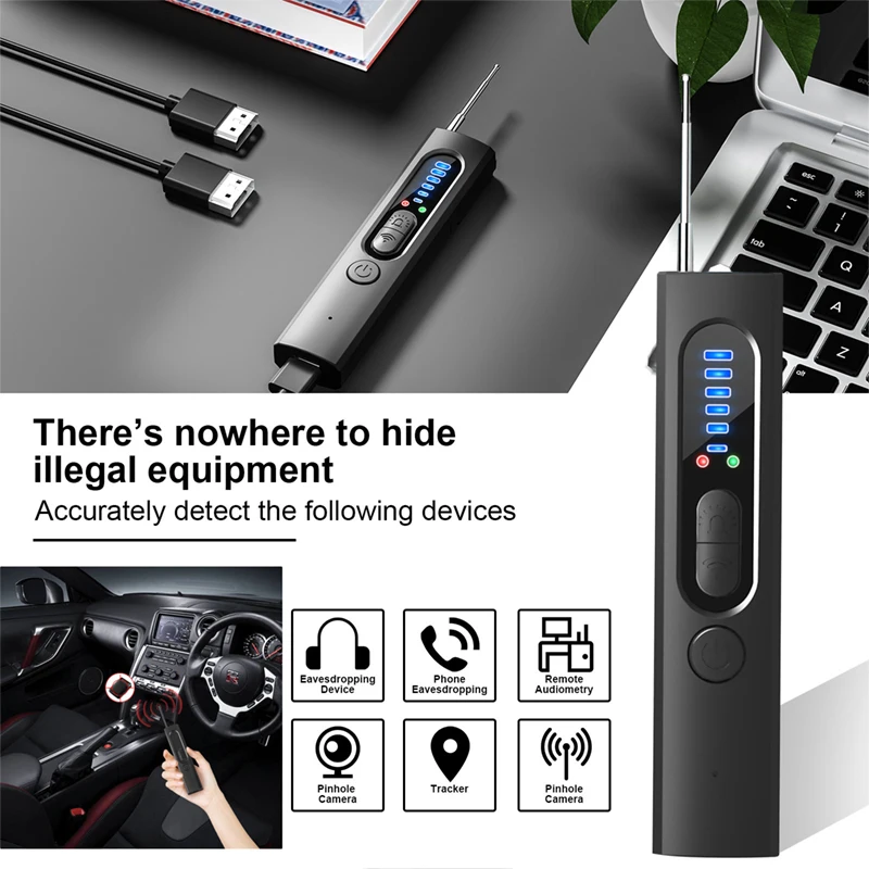 Hidden Camera Detector Anti Spy Detector GPS Tracker Bug Spy RF Listening Device Scanner Hotel Office Finder Privacy Protector