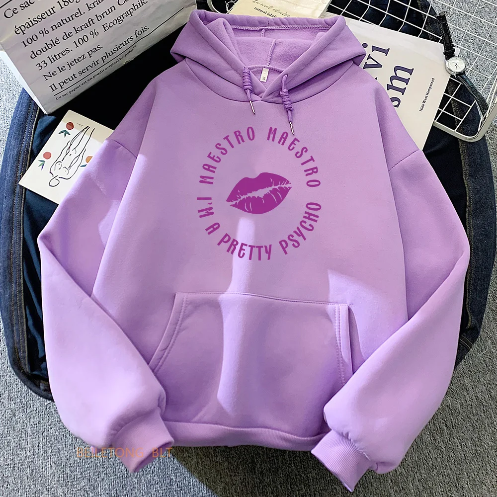 Purple Kiss Hoodies Comfortable Fashion Korean Style Sweatshirts Spring Fleece Hooded Pullovers Cartoon Graphic Printing Hoody