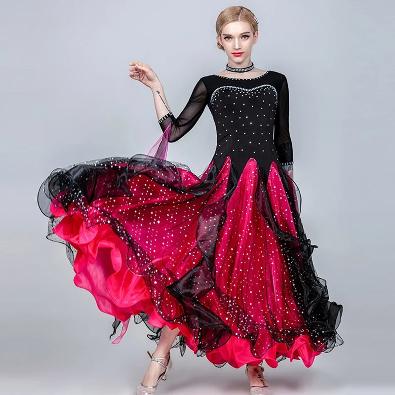 Vestidos de competición de baile de salón para mujer, vestidos de Baile Estándar, disfraces de Vals, Ropa de baile para niñas, columpio grande