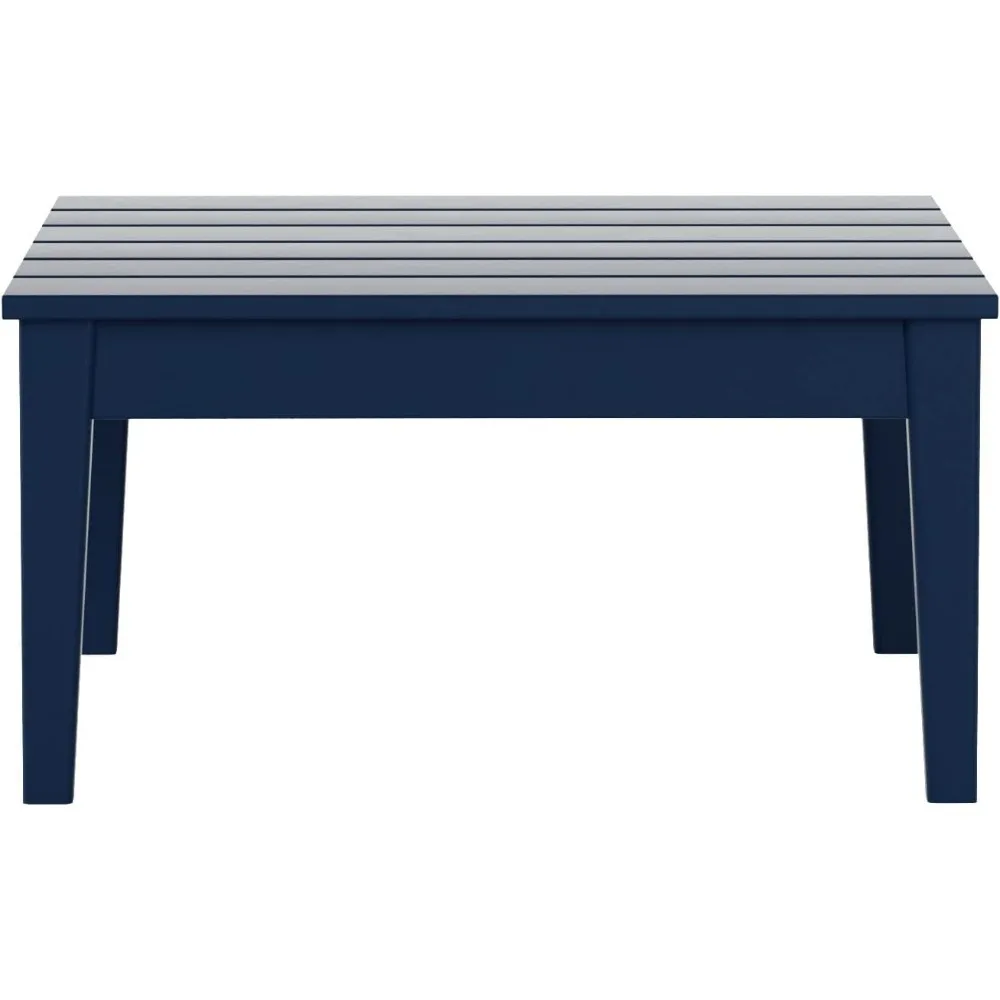 Ashore Outdoor Coffee Table, 32 Inch All Weather Poly Lumber Adirondack Patio Coffee Table Square Low Table, Navy Blue