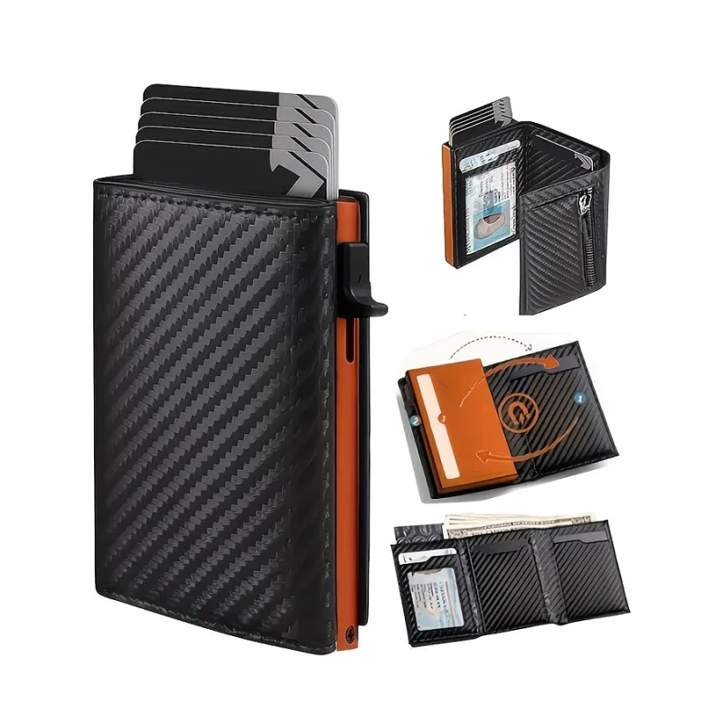 Automatic Pop Up Wallet RFID Blocking Multicolor, Slim Aluminum Metal Ejector Minimalist Credit Card Holder Case for Men