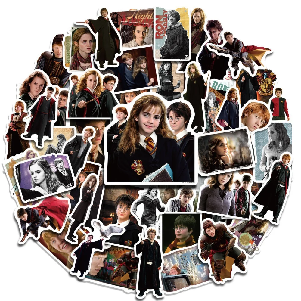 Juego de 50 Pegatinas Originales de Harry Potter, Pegatinas Kawaii de Dibujos Animados para Teléfono, Laptop, Taza, Patineta, Equipaje, Decoración Impermeable, Regalos para Niñas